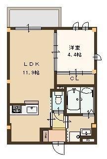 ABELIA(1LDK/2階)の間取り写真