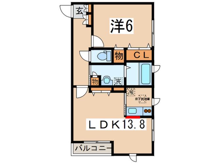 プランドールI(1LDK/1階)の間取り写真