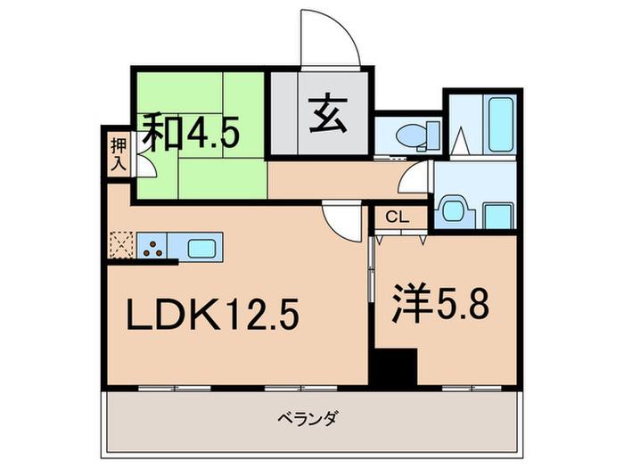 アスタくにづか2番館南棟(2LDK/6階)の間取り写真