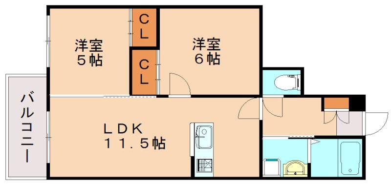 セントロイヤル(2LDK/5階)の間取り写真