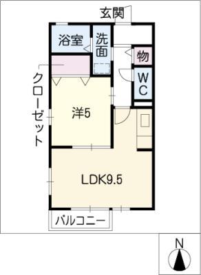 ファミール鳥神(1LDK/1階)の間取り写真