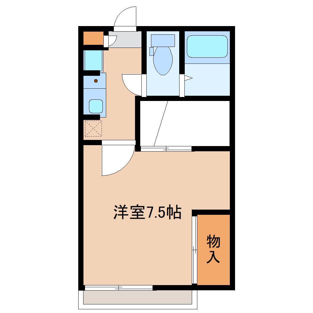 琵琶渕レジデンスII(1K/2階)の間取り写真
