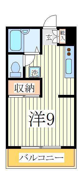 フローラルコスモ(ワンルーム/1階)の間取り写真
