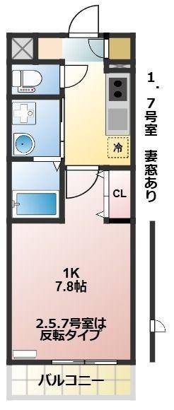 ヴェルデ(1K/1階)の間取り写真