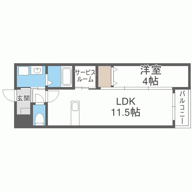 CUBE SUCRE志免別府(1SLDK/4階)の間取り写真