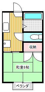 ヴィラ原宿台I(1K/1階)の間取り写真