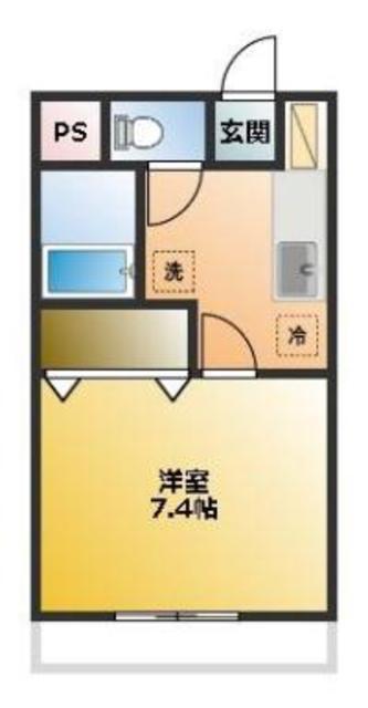 セントラルK(1K/2階)の間取り写真
