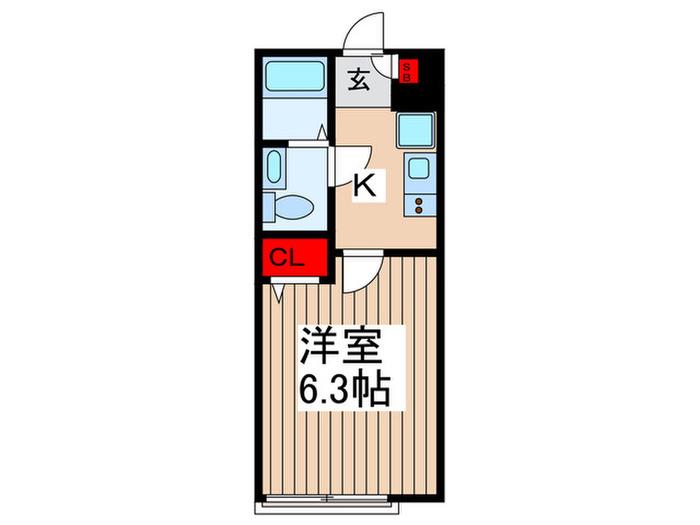 プラト-松戸戸定(1K/1階)の間取り写真