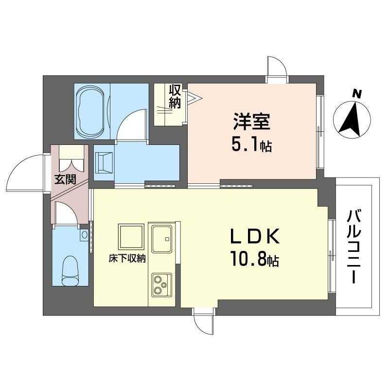 ベルフィオーレ かむろ坂(1LDK/1階)の間取り写真