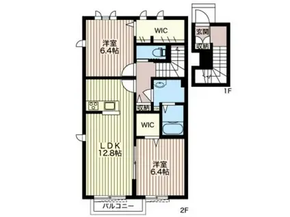 クレスティークII(2LDK/2階)の間取り写真