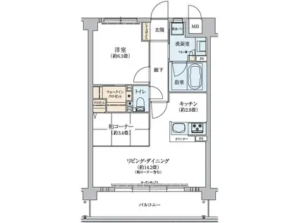 K-TERRACEあやめ池(1LDK/2階)の間取り写真