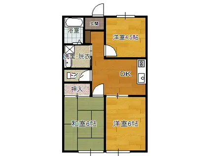 ラベンダー三峰(3DK/1階)の間取り写真