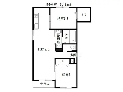 グランメール(2LDK/1階)の間取り写真