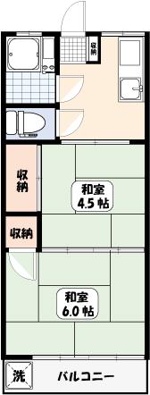 第三榎本荘(2K/2階)の間取り写真
