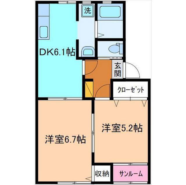 セントルイン参番館(2DK/1階)の間取り写真