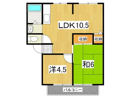 ユニピアアラマキ(2LDK/2階)の間取り写真