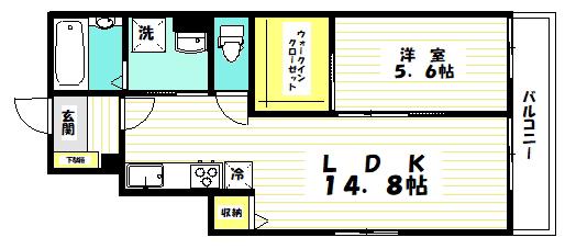 クレール田無(1LDK/1階)の間取り写真