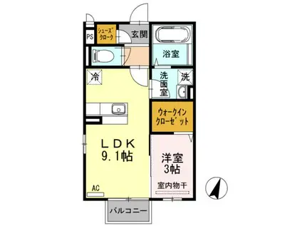 メゾンさくら 206(1LDK/2階)の間取り写真
