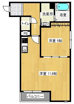 カーサ フェリシア長町南(1LDK/2階)の間取り写真