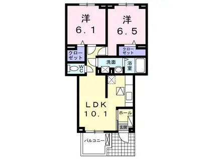 ポルトボヌール IV(2LDK/1階)の間取り写真