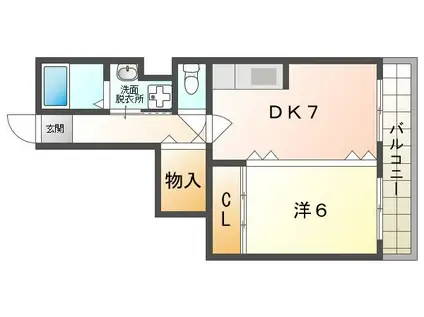 三福ビル(1DK/4階)の間取り写真