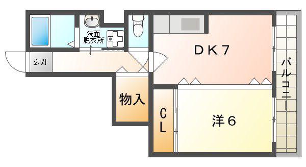 三福ビル(1DK/4階)の間取り写真