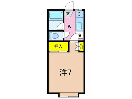野島ハイツII(1K/1階)の間取り写真