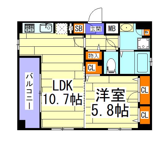 シェーンブルン(1LDK/2階)の間取り写真