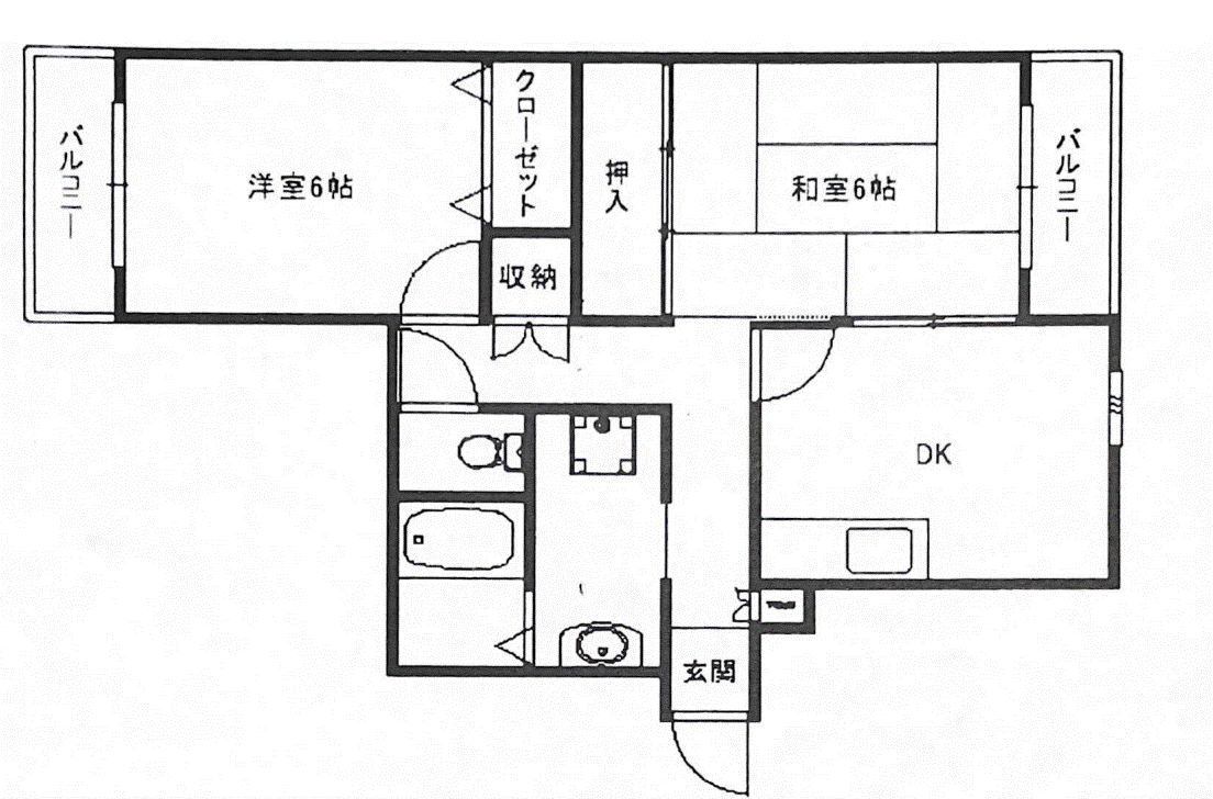 梅香ハイツ(2DK/4階)の間取り写真