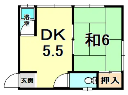 巽マンション(1DK/2階)の間取り写真