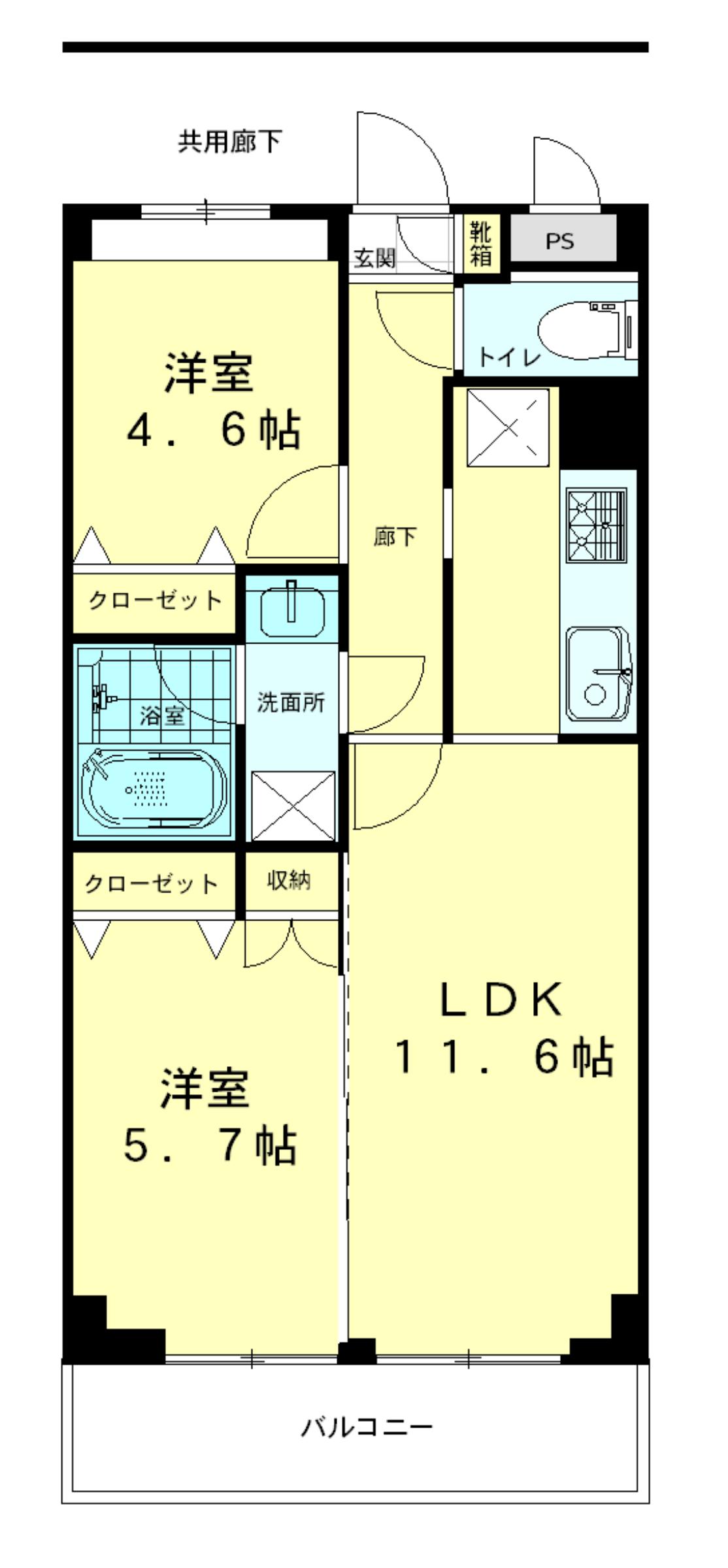 エイトピュア浜竹(2LDK/1階)の間取り写真