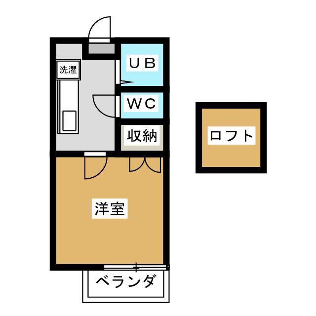 シャンブル一之江X(1K/2階)の間取り写真
