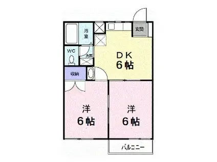 ニューシティ横山B棟(2DK/2階)の間取り写真