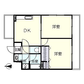 コージー桜(2DK/2階)の間取り写真