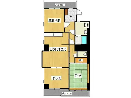 レジデンス濱野II(3LDK/1階)の間取り写真