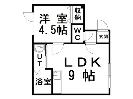 レインボーコートII(1LDK/1階)の間取り写真