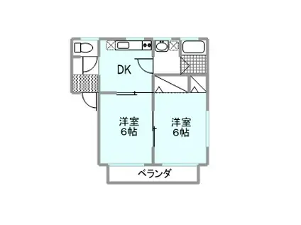 渡良瀬ハイツ(2DK/1階)の間取り写真