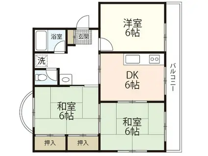 グリーンビル(3DK/2階)の間取り写真