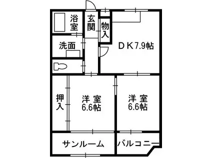 メゾン・モアレ(2DK/1階)の間取り写真