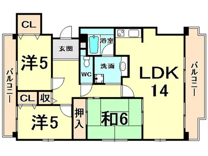 ジュエルコート甲子園口(3LDK/2階)の間取り写真