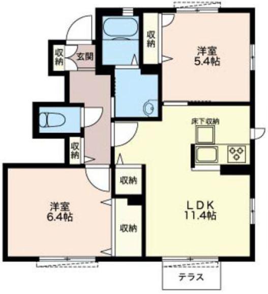 プレジール湘南(2LDK/1階)の間取り写真
