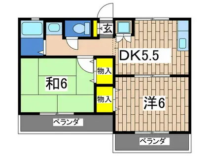 パルデンス増田(2DK/2階)の間取り写真