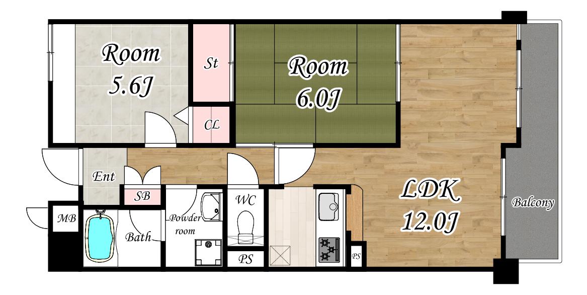TOYONAKA PARK・RESIDENCE(2LDK/6階)の間取り写真