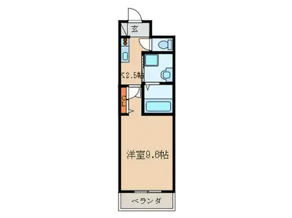 BENE川宮(1K/3階)の間取り写真