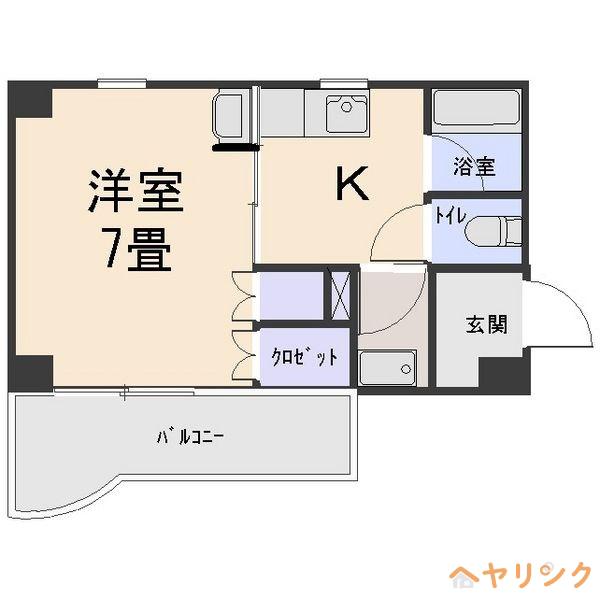 ユングハイム小幡(1K/3階)の間取り写真