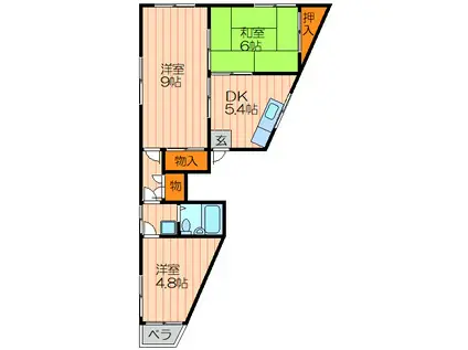 フォーラムイン清州(3DK/4階)の間取り写真