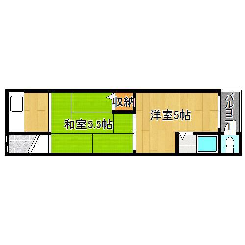 湯里田中コーポ(2K/2階)の間取り写真