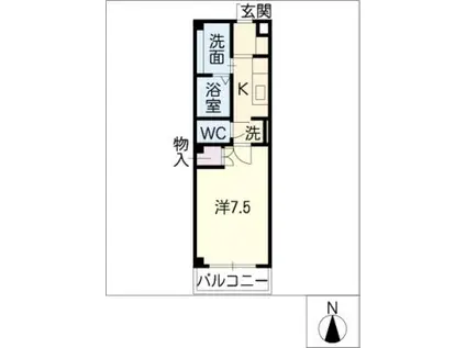 カサベルテR(1K/1階)の間取り写真