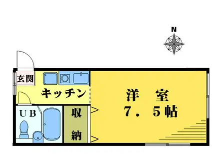 A・C・Kハウス(ワンルーム/1階)の間取り写真