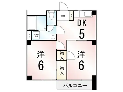 ランド・22ハイツ舞(2DK/3階)の間取り写真